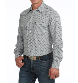 Cinch Mens Modern Fit Print LS Snap Western Shirt MTW1303111 WHT