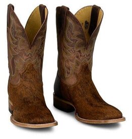 Justin Men's Baron Brown Hair-On Cowhide Wide Sq. Toe Western Boot SJ5058