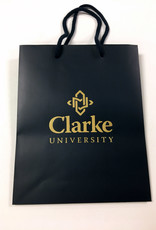 8"x10" Clarke University Gift Bags in Matte Navy with Gold Lettering