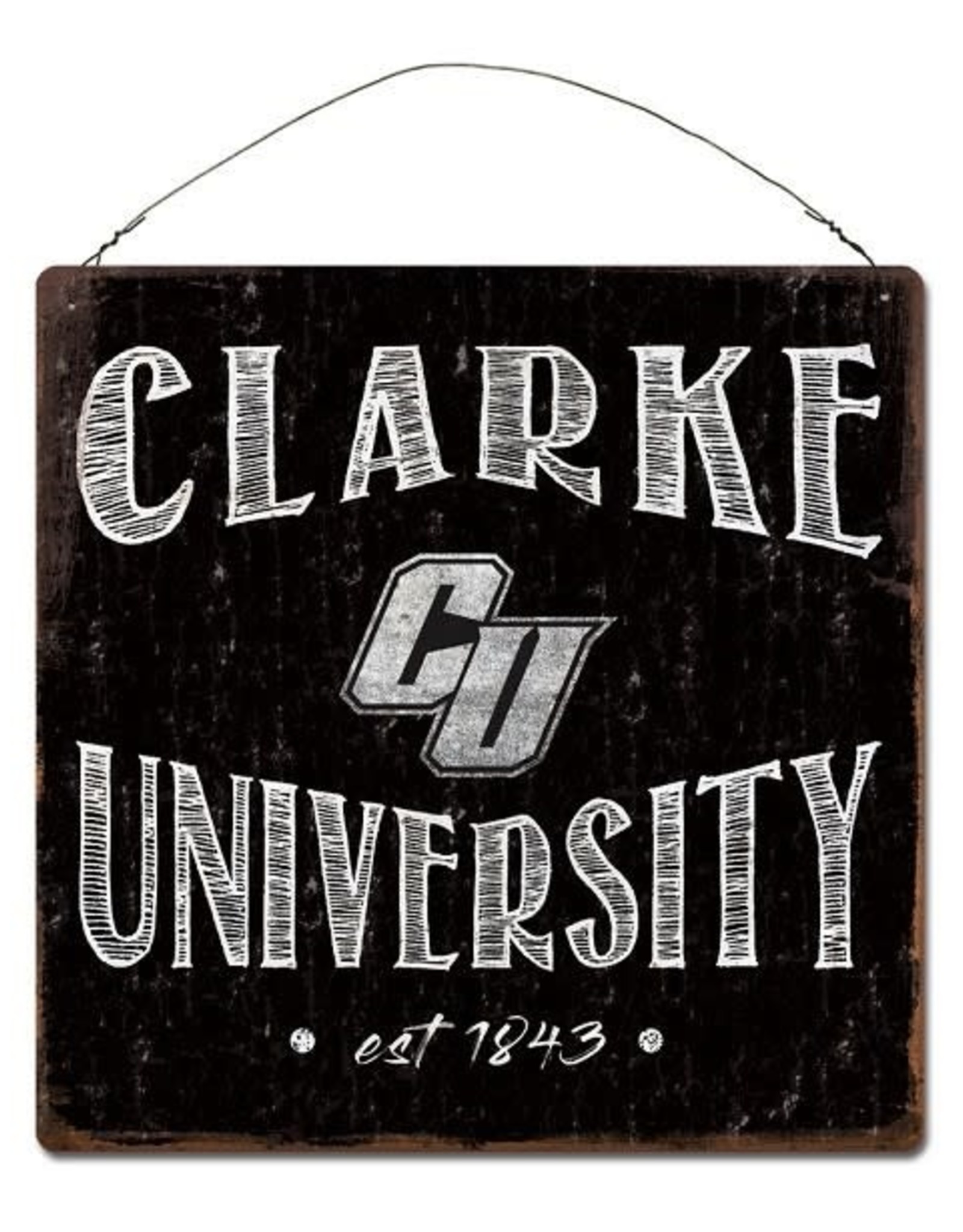 Clarke University Charcoal & White Tin Sign 12"x12"