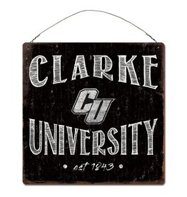 Clarke University Charcoal & White Tin Sign 12"x12"