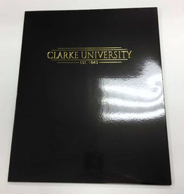 Clarke University Gloss Black Folder with Gold Embossed Logo