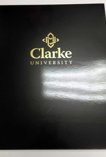 Clarke University Gold Foil Book & Cross 2 Pocket Folder