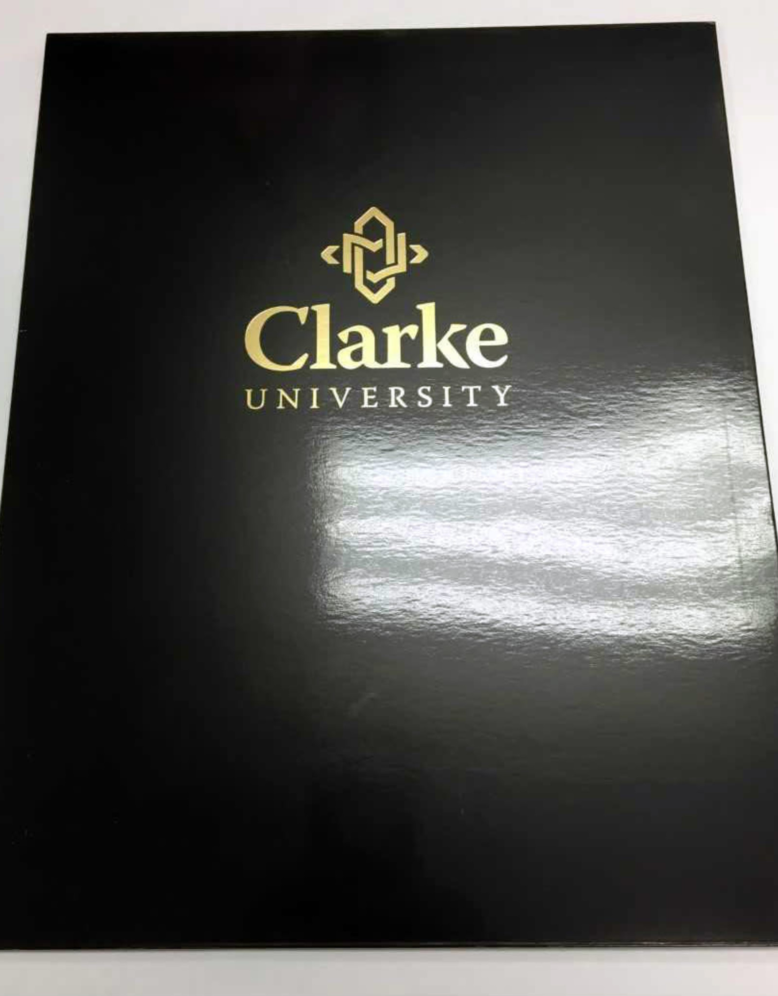 Clarke University Gold Foil Book & Cross 2 Pocket Folder