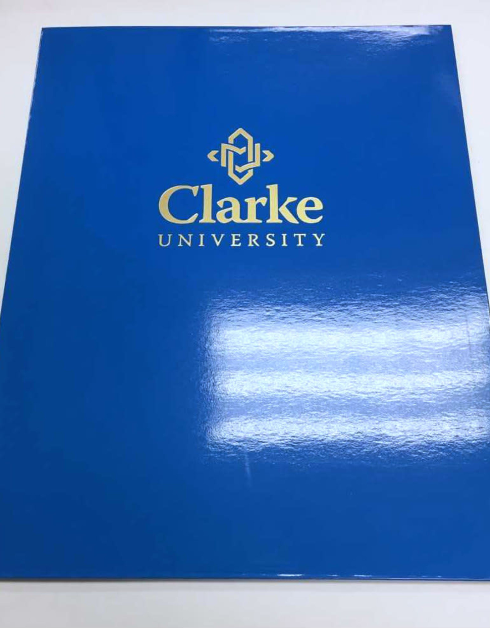 Clarke University Gold Foil Book & Cross 2 Pocket Folder