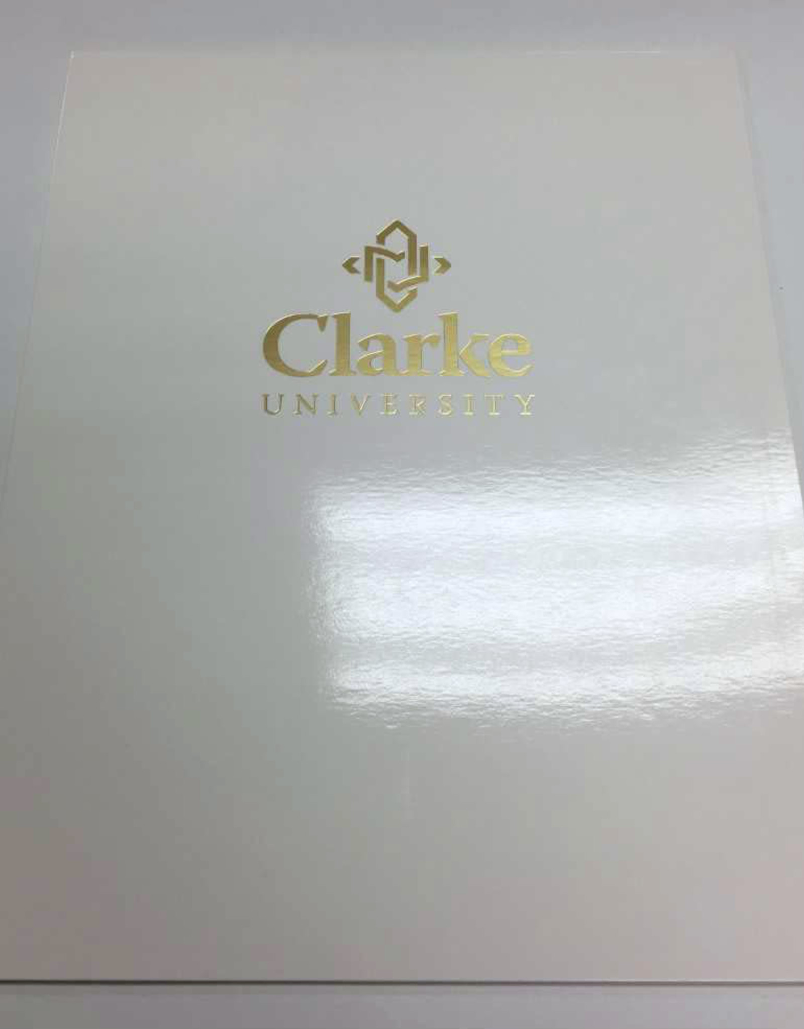 Clarke University Gold Foil Book & Cross 2 Pocket Folder