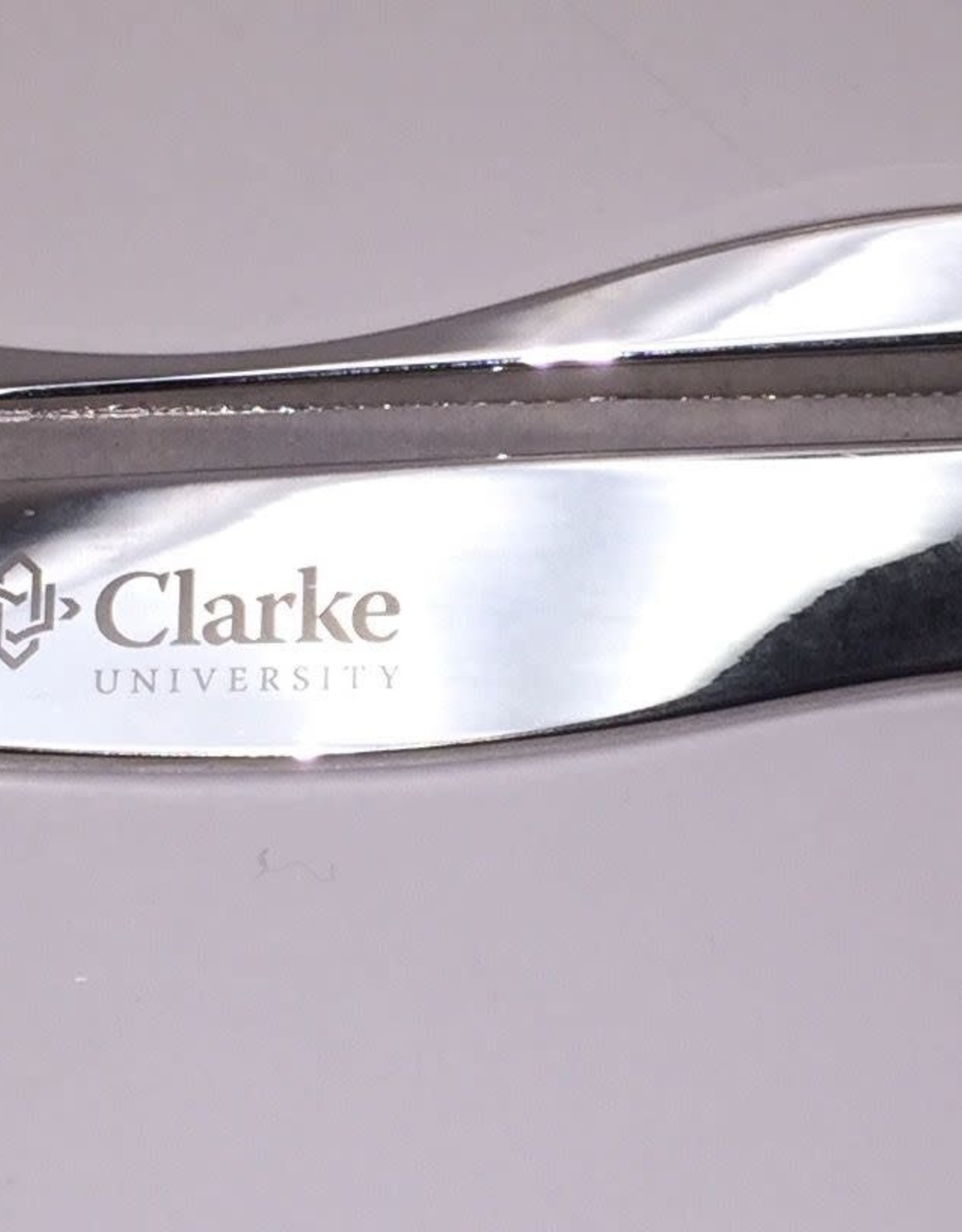 Clarke University Silver Business Card Stand