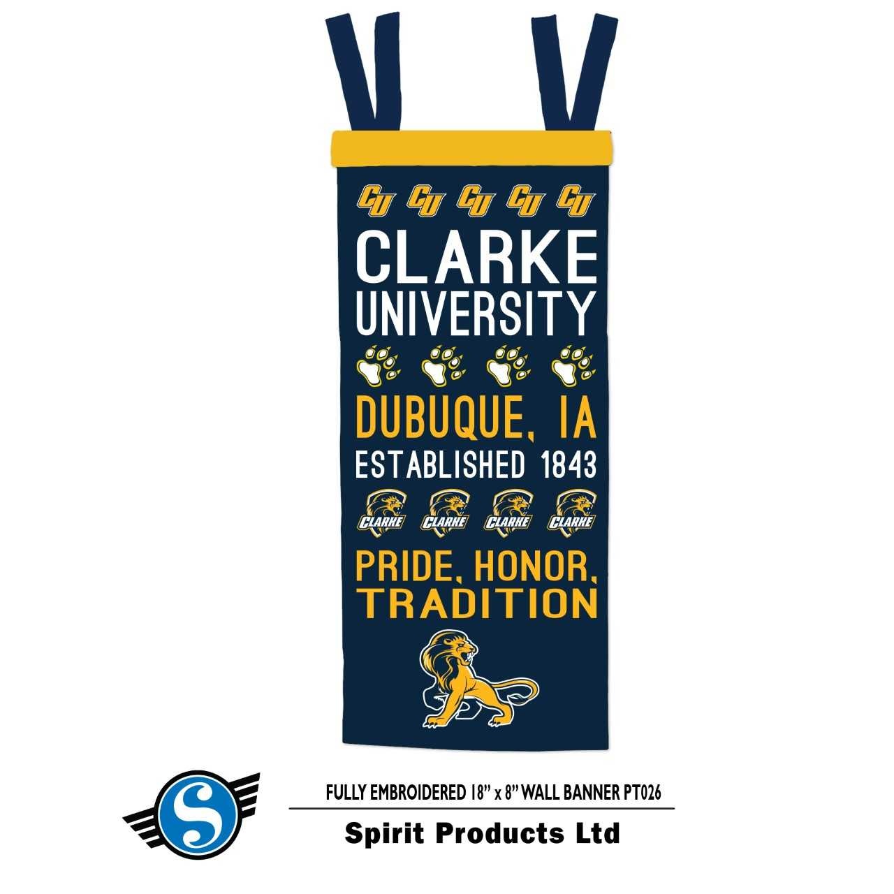 Clarke University Wall Banner 8"x18" Whitlow Campus Store