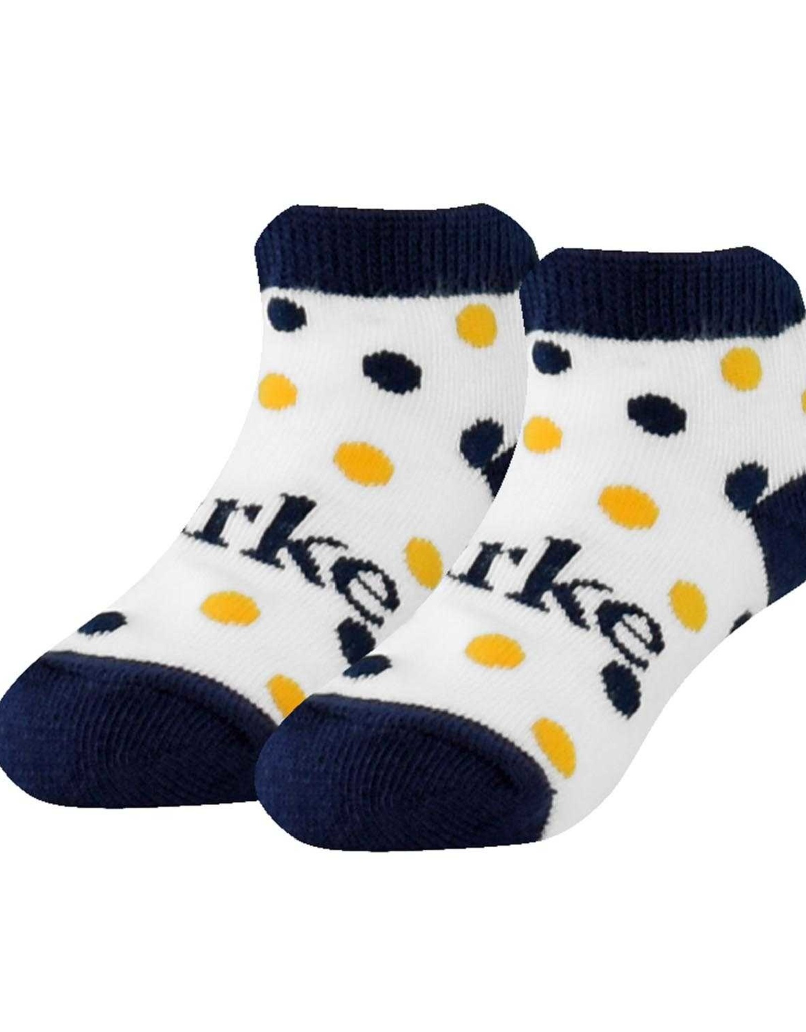 TCK Comfort Knit Navy & Gold Dot Bootie Sock