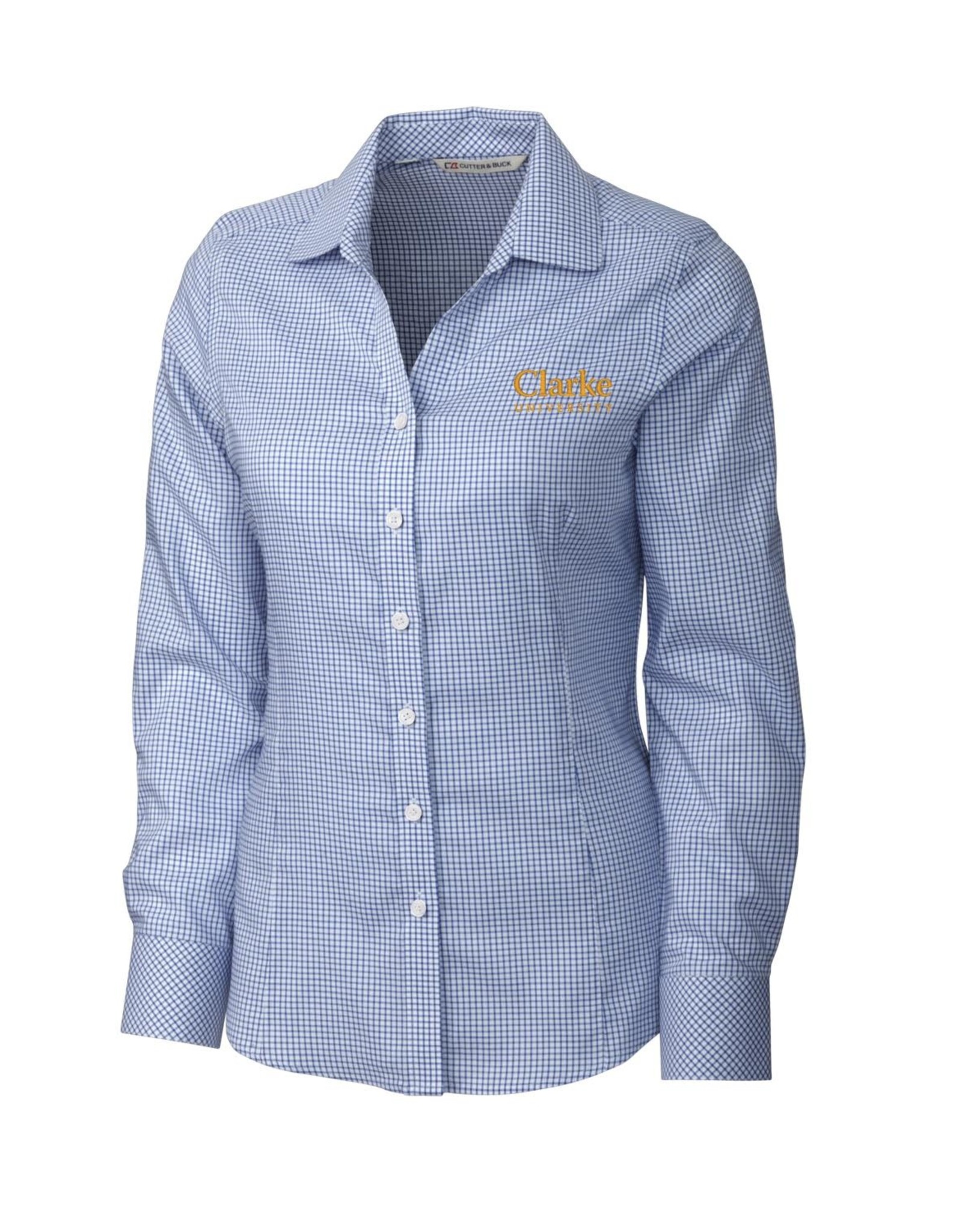 Women's Cutter & Buck Tattersall Blouse in French Blue