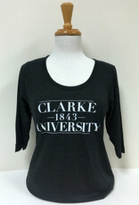 Women's Tri-Blend Hi-Low 3/4 Sleeve Shirt in Black