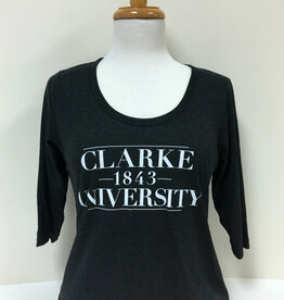 Women's Tri-Blend Hi-Low 3/4 Sleeve Shirt in Black