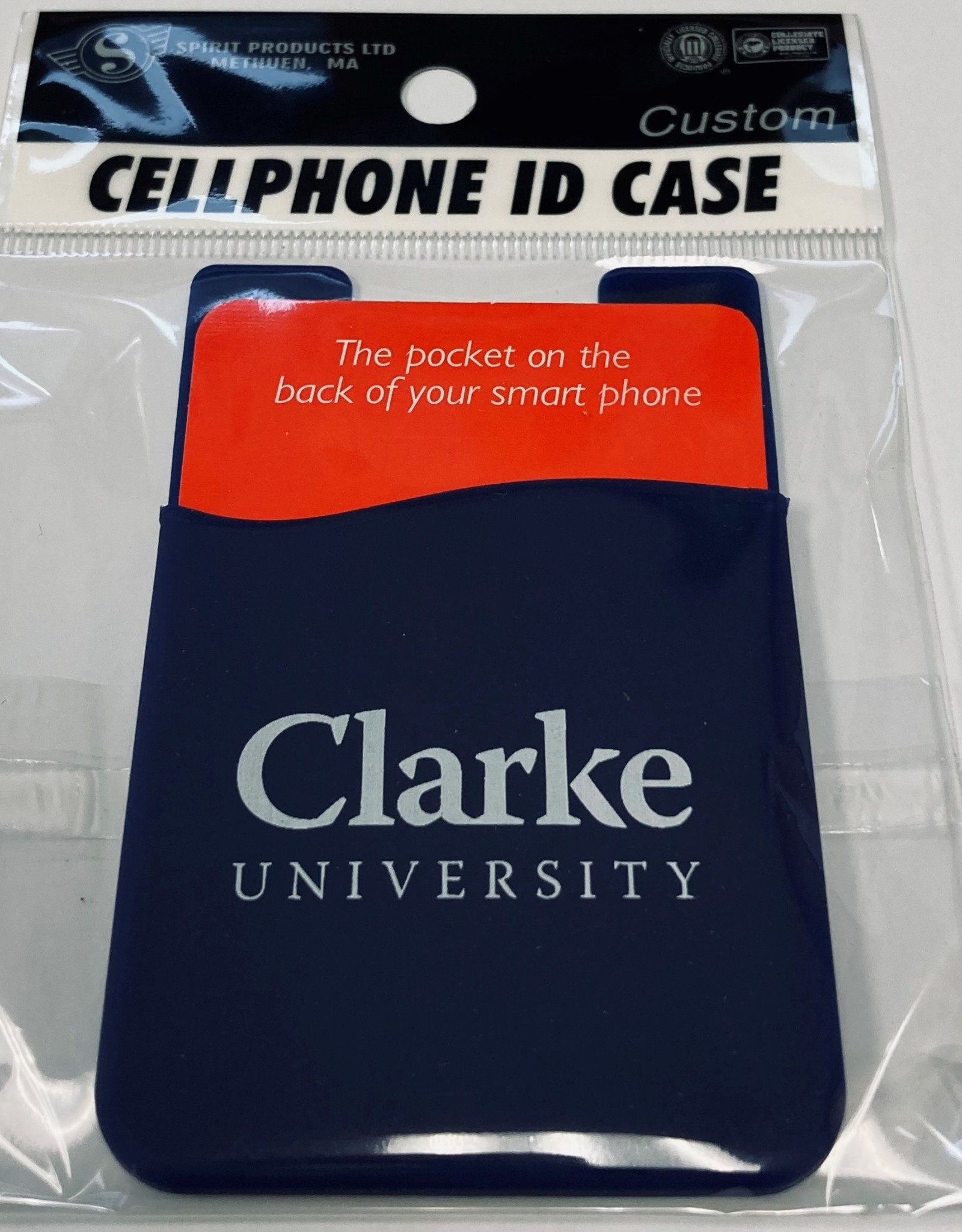 Cellphone ID Case Pocket with White Clarke University Imprint