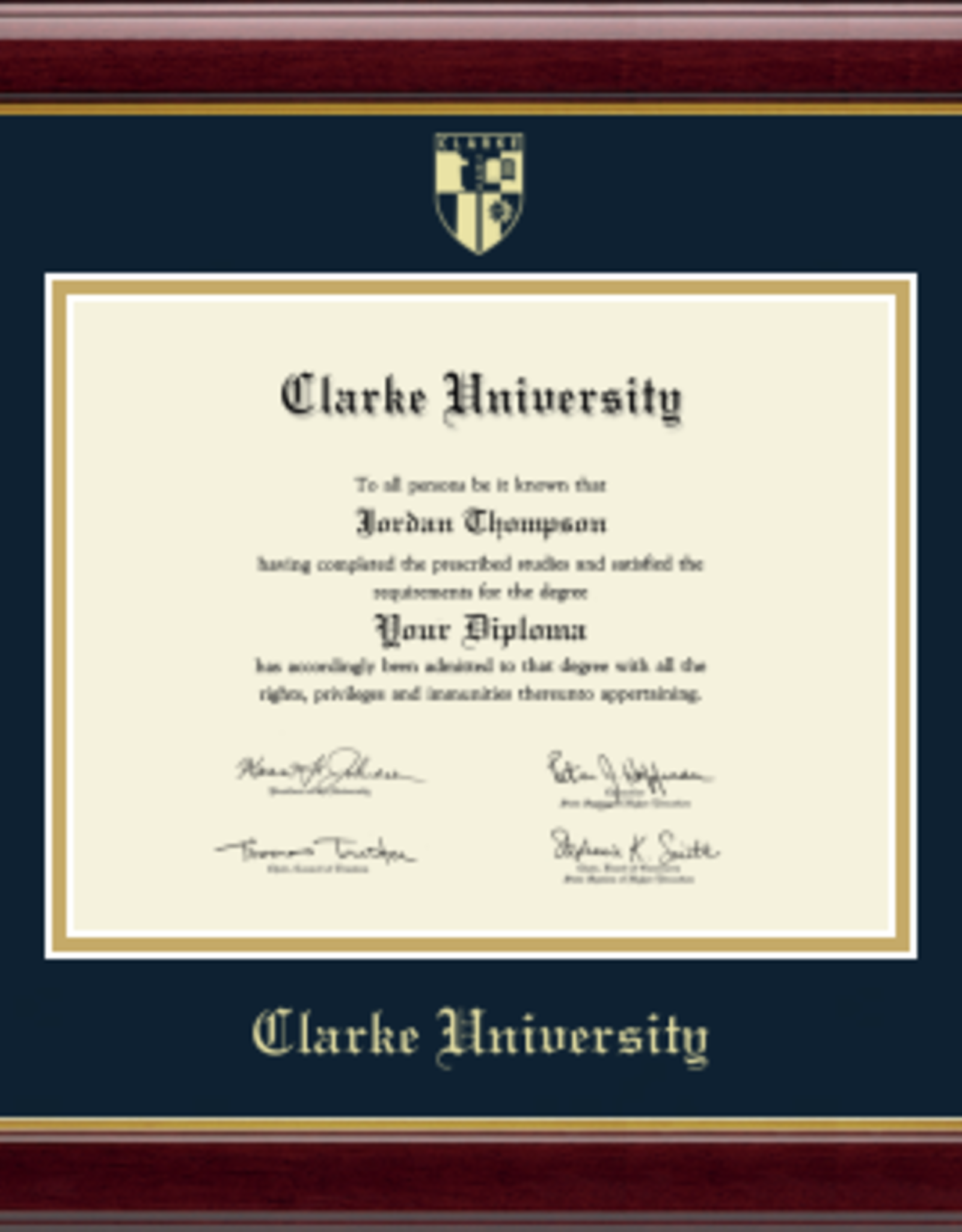 Church Hill Classics Gold Embossed Diploma Frame in Gallery with Navy & Gold Mat