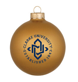 Spirit Products Clarke University Glass Ball Ornament (Matte Gold)
