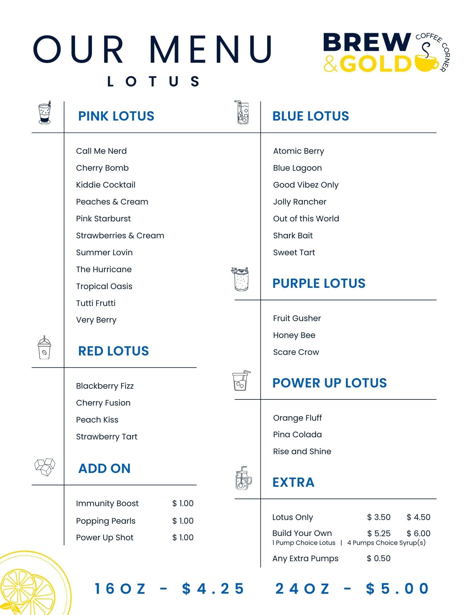 Brew and Gold Menu Lotus