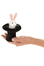 Folkmanis Folkmanis Mini Rabbit in Hat Finger Puppet Folkmanis Folkmanis Mini Rabbit in Hat Finger Puppet
