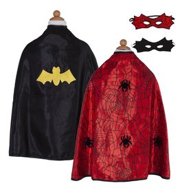 Great Pretenders Reversible Spider/Bat Cape & Mask, Size 4/6