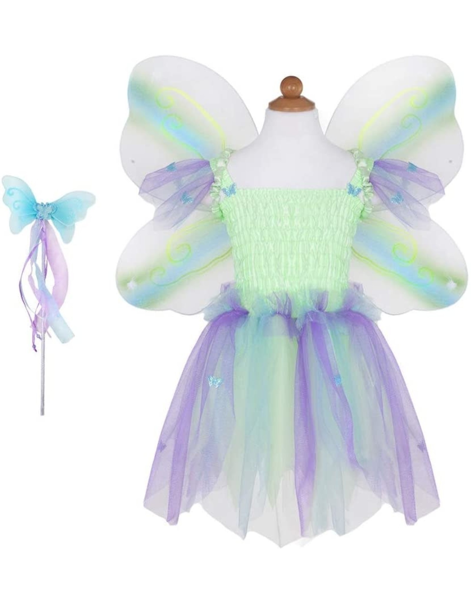 Great Pretenders Butterfly Dress w/Wings & Wand Green/Multi