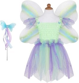 Great Pretenders Butterfly Dress w/Wings & Wand Green/Multi