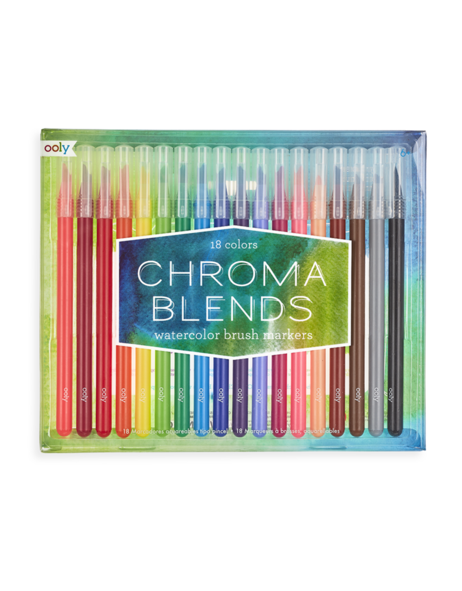 Ooly Chroma Blends Watercolor Brush Markers - 18 pc