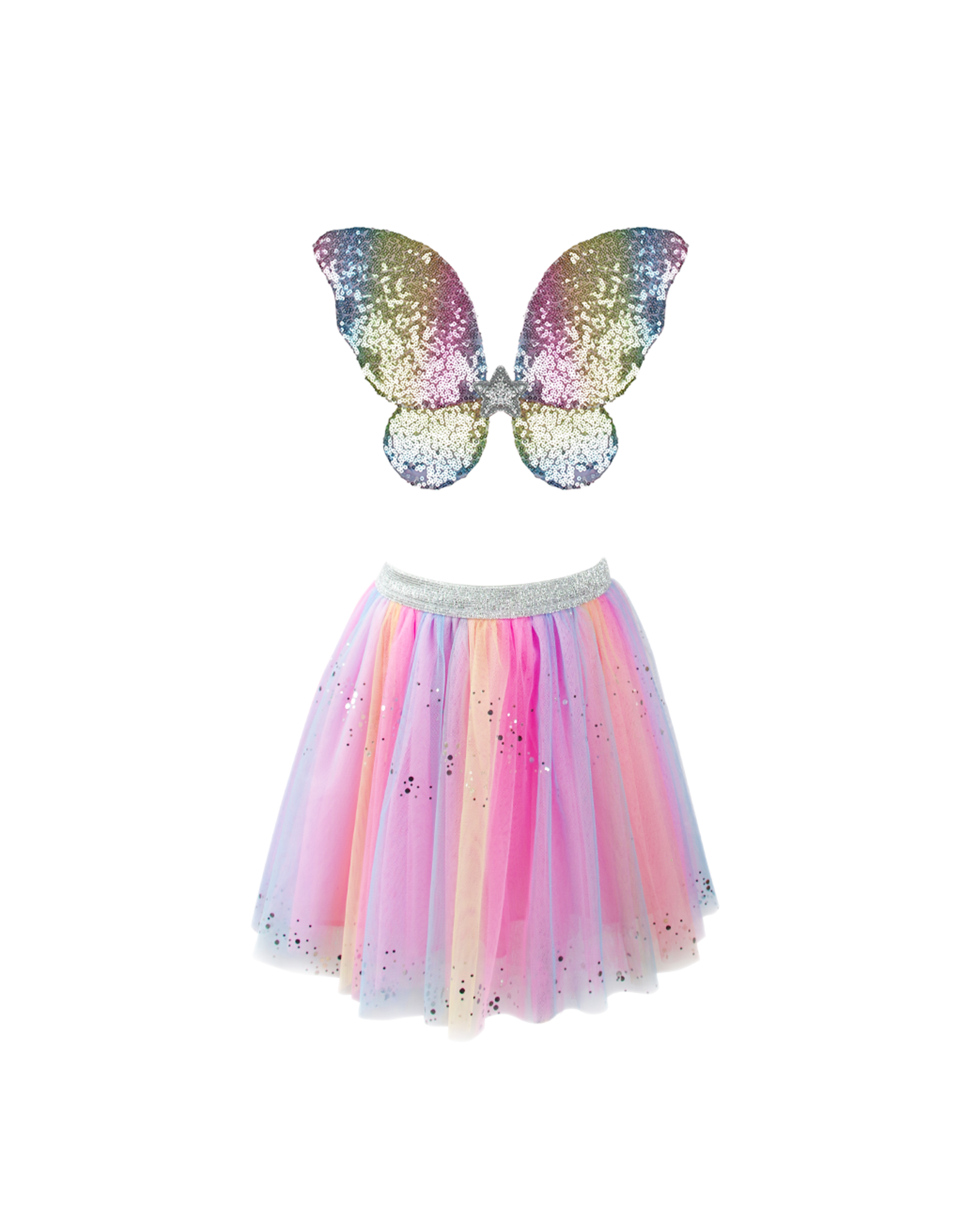 Great Pretenders Rainbow Sequins Skirt, Wings & Wand, Size 4/6