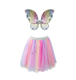 Great Pretenders Rainbow Sequins Skirt, Wings & Wand, Size 4/6