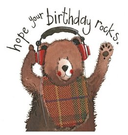 Alex Clark Art Bear Headphones Birthday Card