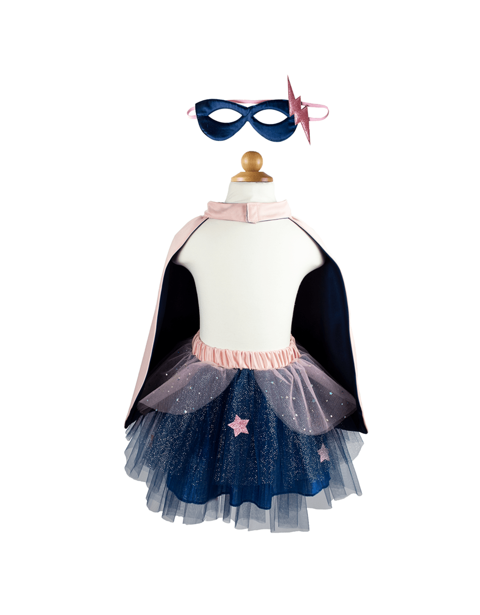 Great Pretenders Pink & Navy Super Duper Tutu, Cape, & Mask Set