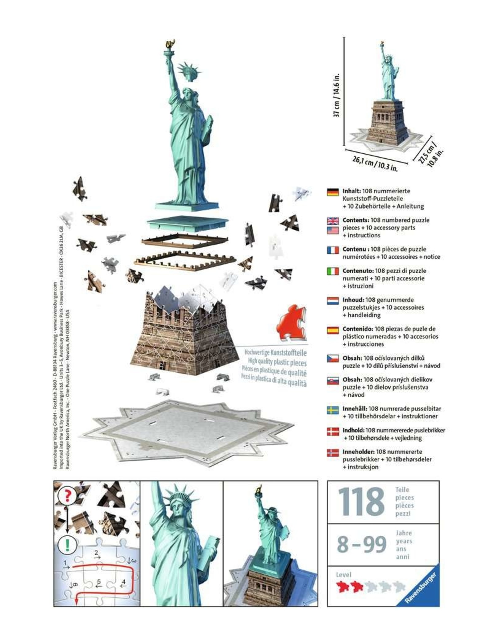 3D Statue of Liberty 108 pc - Tumbleweed Toys
