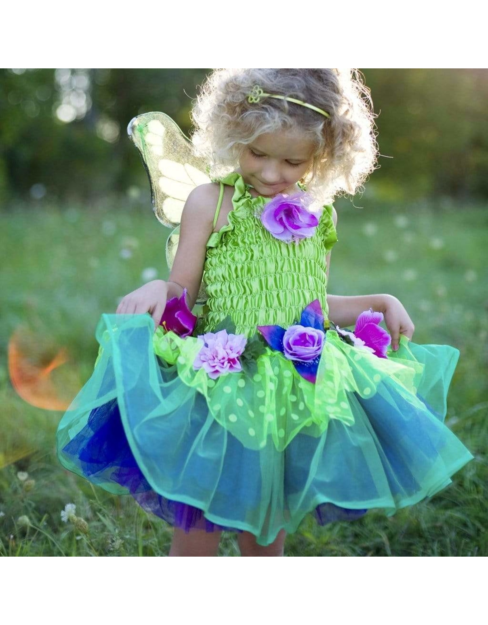 Great Pretenders Green Fairy Blooms Deluxe Dress & Wings, Size 3/4