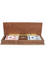Cribbage Set - Solid Oak Medium Stained Wood with Inlay