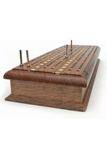 Cribbage Set - Solid Oak Medium Stained Wood with Inlay