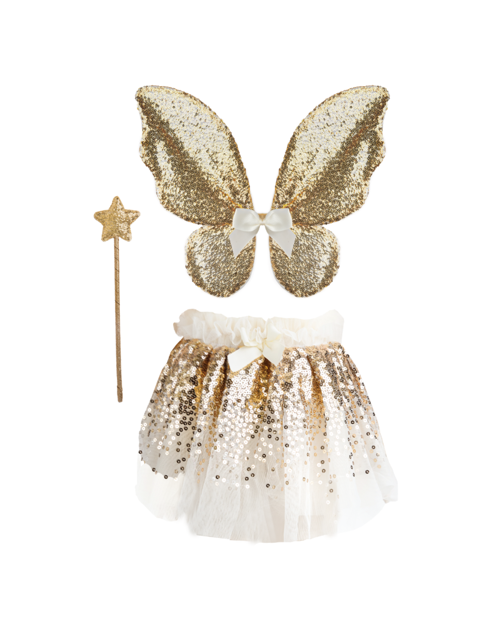 Great Pretenders Gracious Gold Sequins Set (Skirt, Wings, Wand), Size 4/6