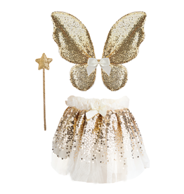 Great Pretenders Gracious Gold Sequins Set (Skirt, Wings, Wand), Size 4/6