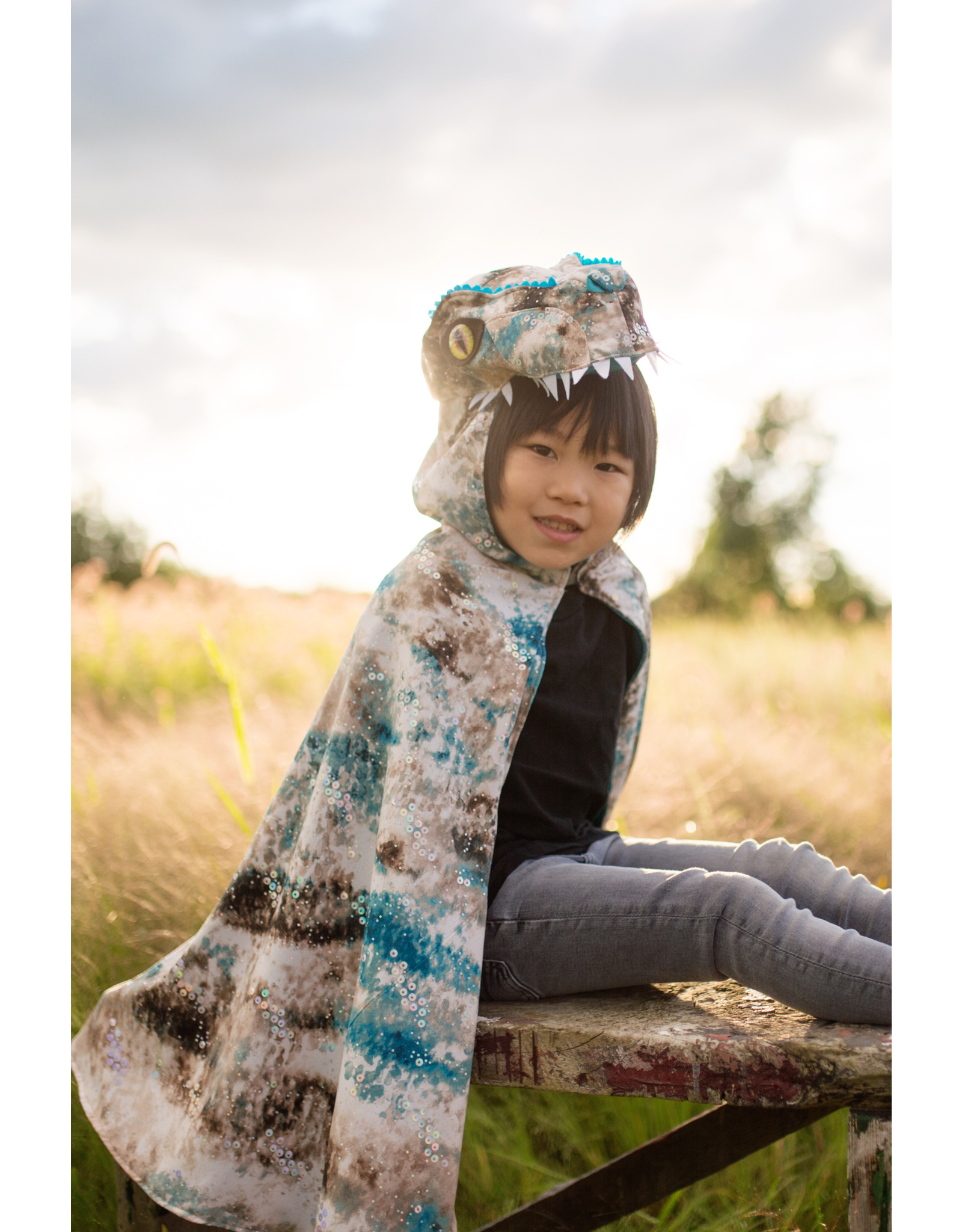 Great Pretenders Teal/Brown Raptor Cape, Size 5/6
