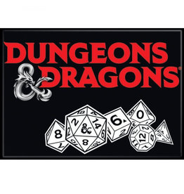 Dungeons and Dragons Logo and Dice Flat Magnet