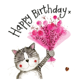 Alex Clark Art Pink Bouquet Birthday Card