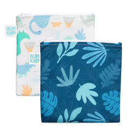 Reusable Snack Bag 2pk Large - Dino, Blue Tropics