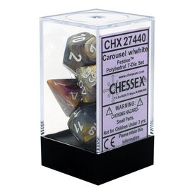 Festive Dice: 7Pc Carousel/White Festive Dice: 7Pc Carousel/White