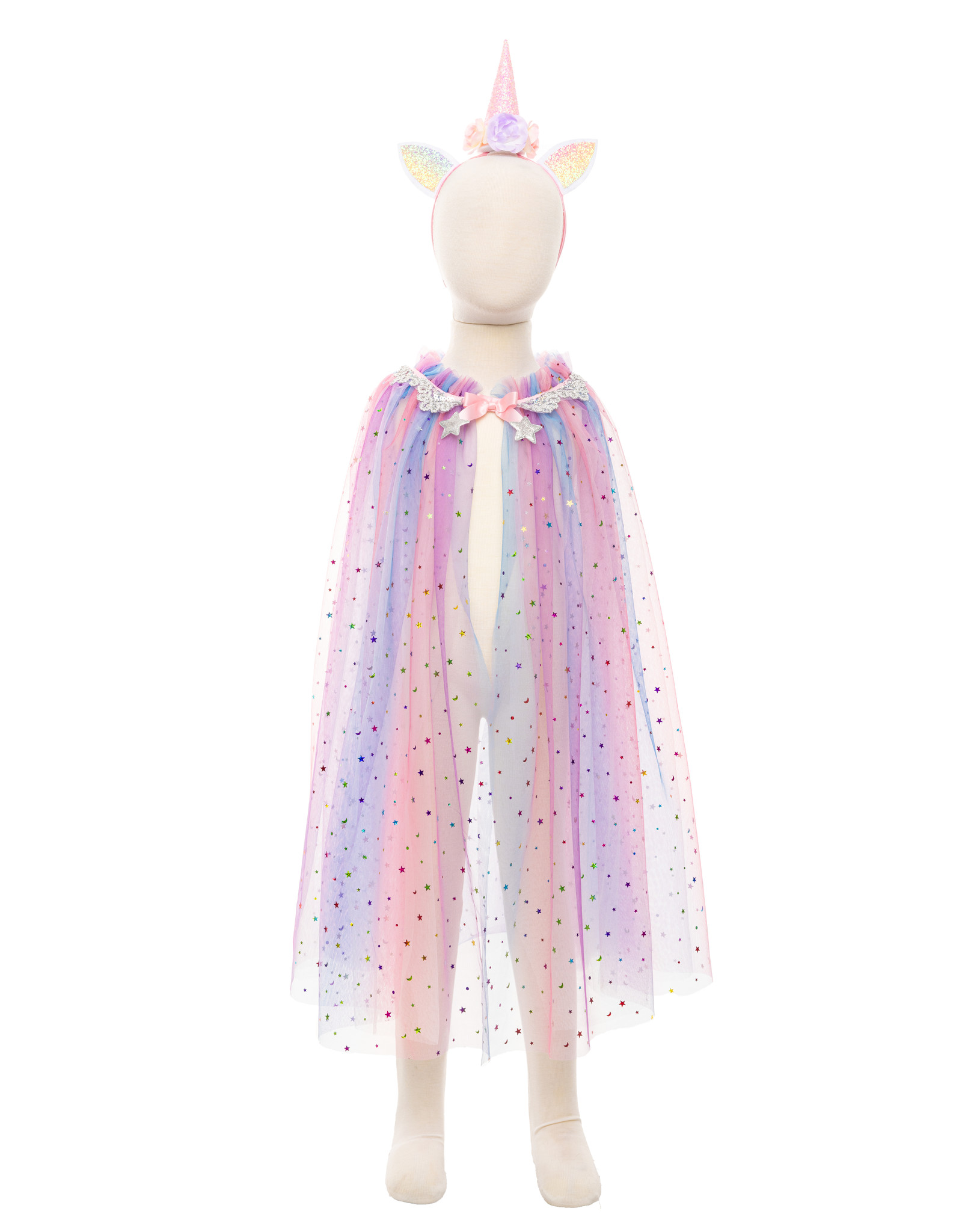Great Pretenders Rainbow Unicorn Cape & Headband, Size 4/6