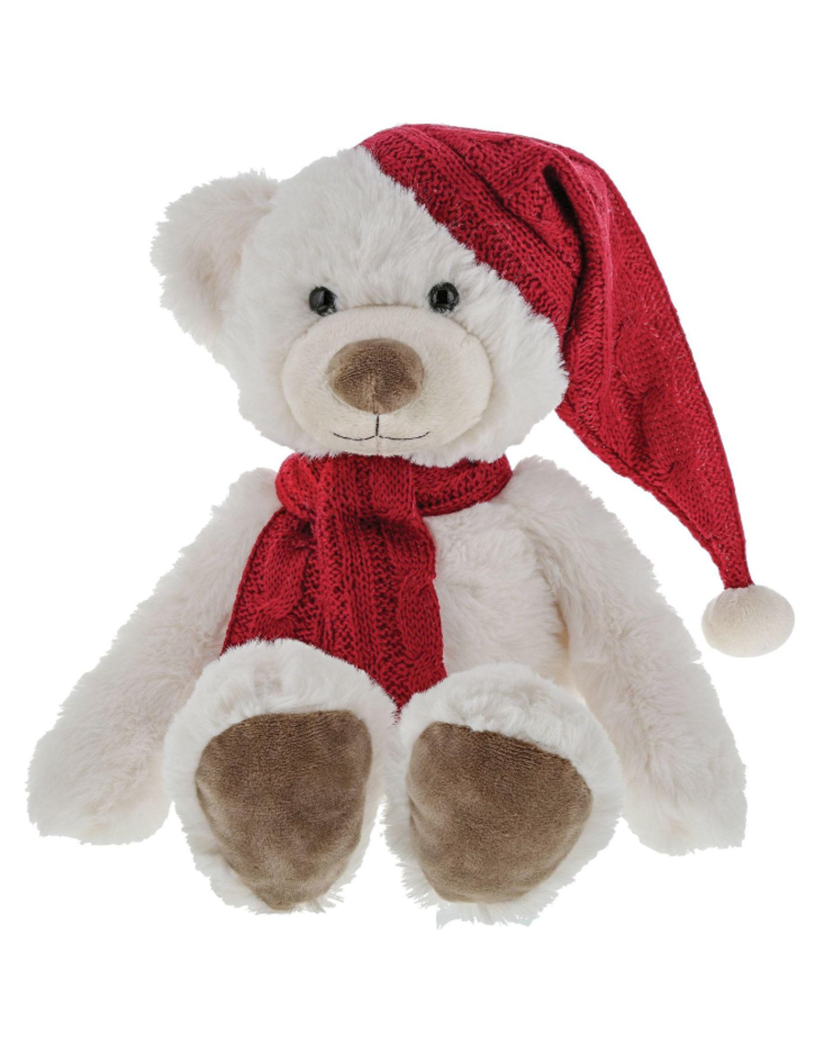 Large White Teddy with Red Hat & Scarf
