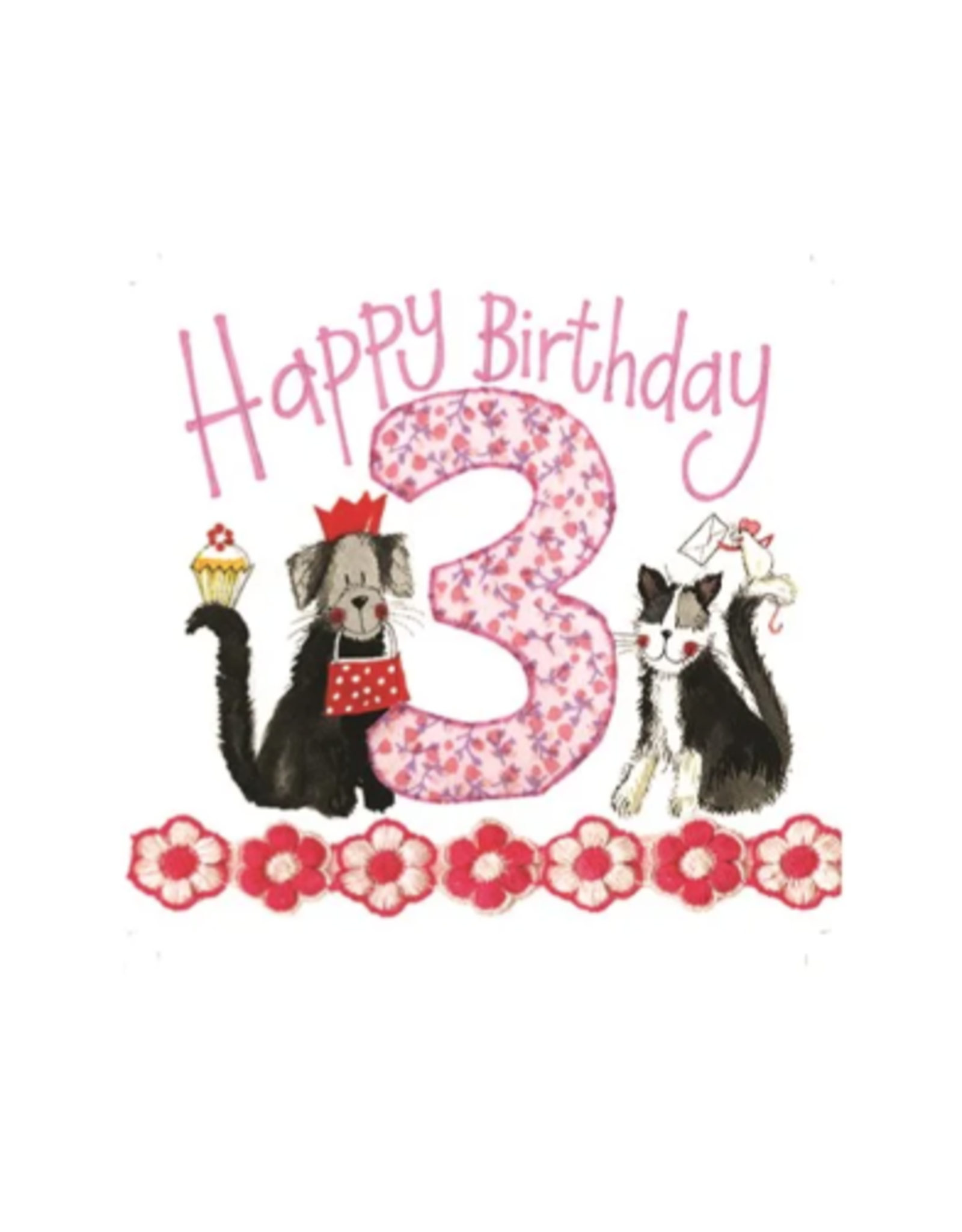 Alex Clark Art 3 Year Old Cat & Dog Birthday Card