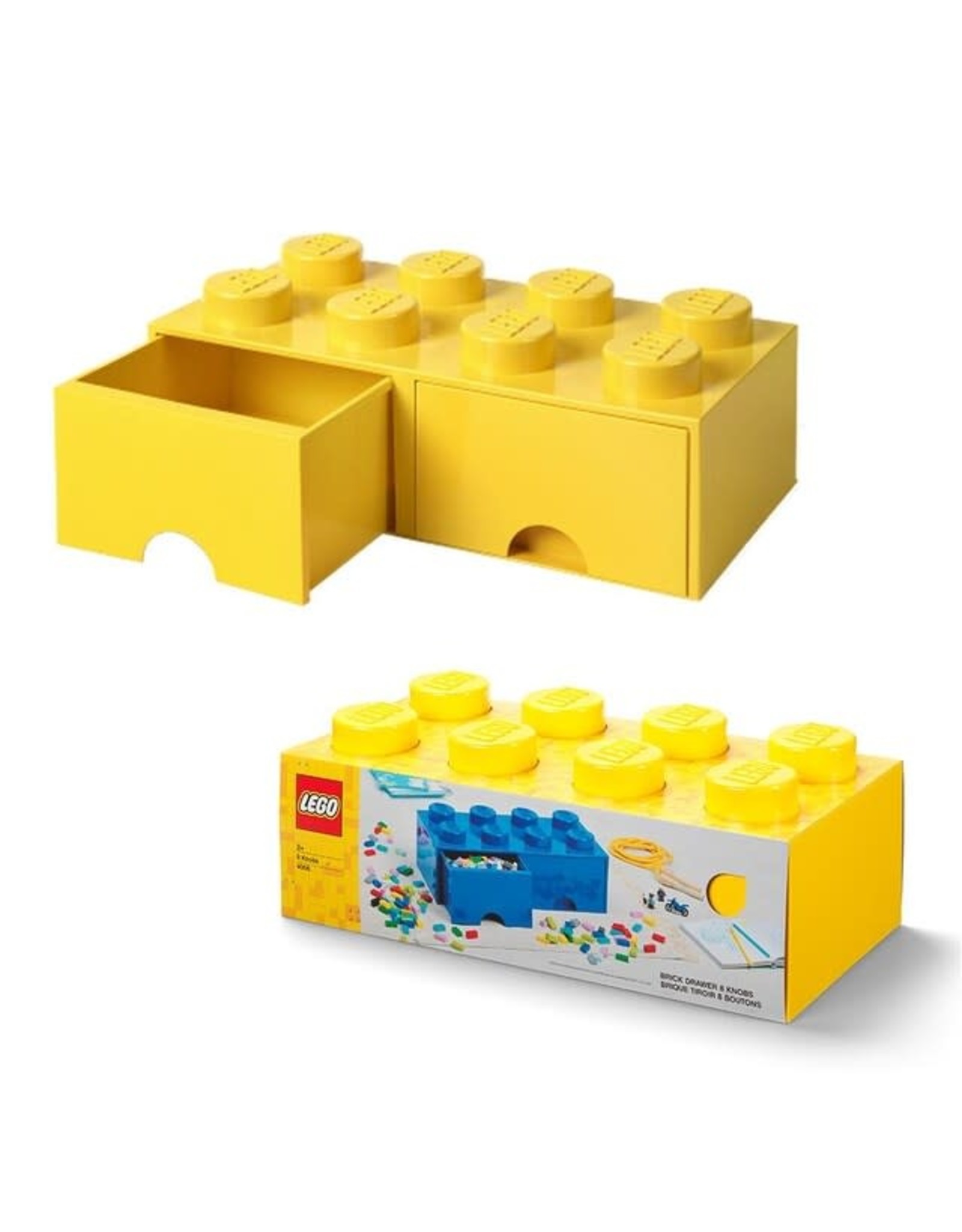 Lego 8 Knobs Brick 2 Drawers - Bright Yellow