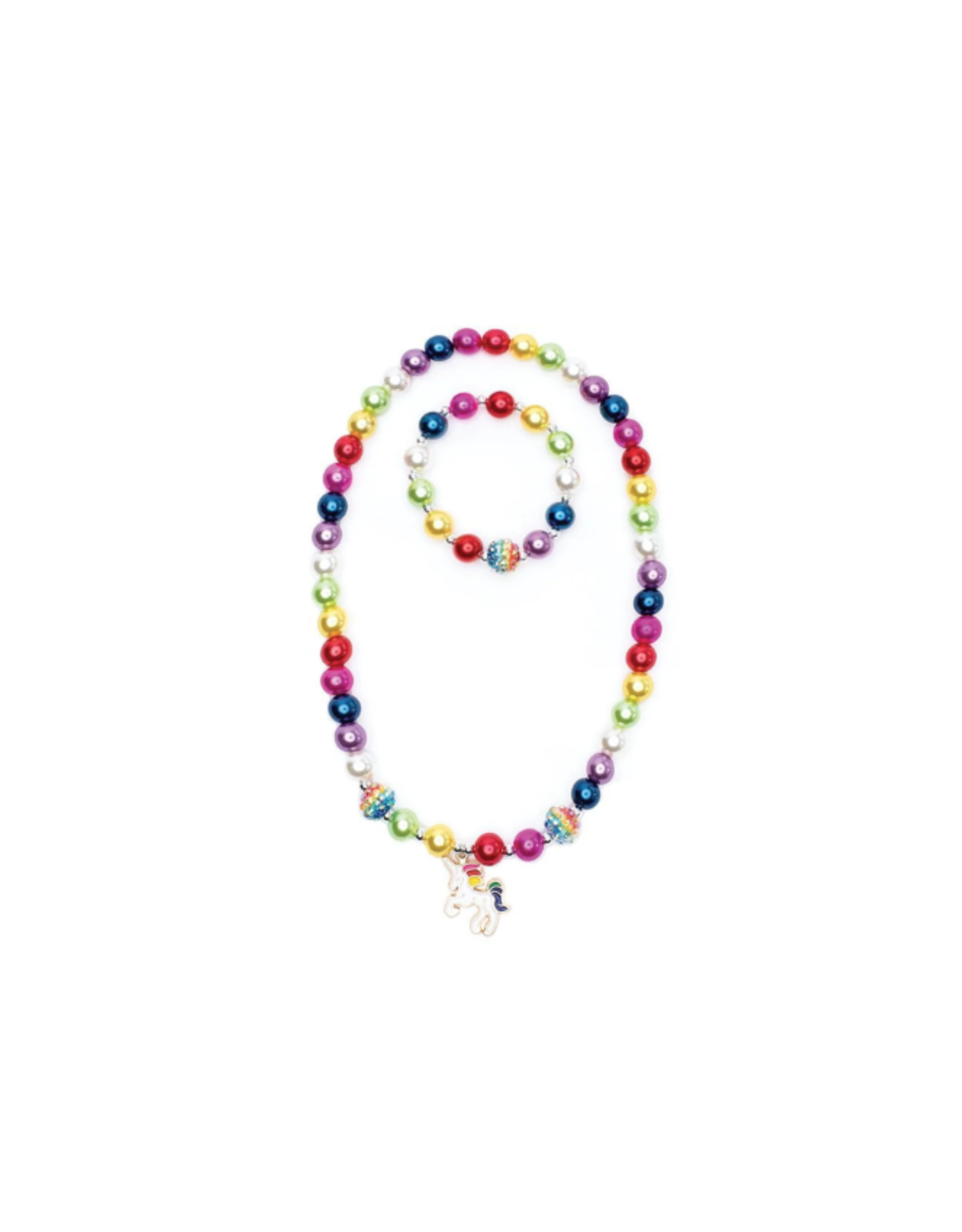 Great Pretenders Gumball Rainbow Necklace & Bracelet Set, 2pc