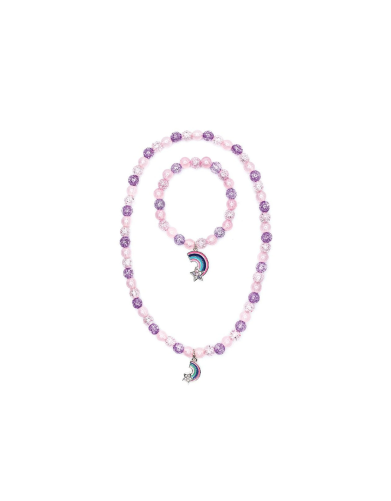 Great Pretenders Purple Rainbow Necklace & Bracelet Set, 2pc