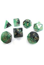Gemini Dice: 7Pc Black-Green/Gold