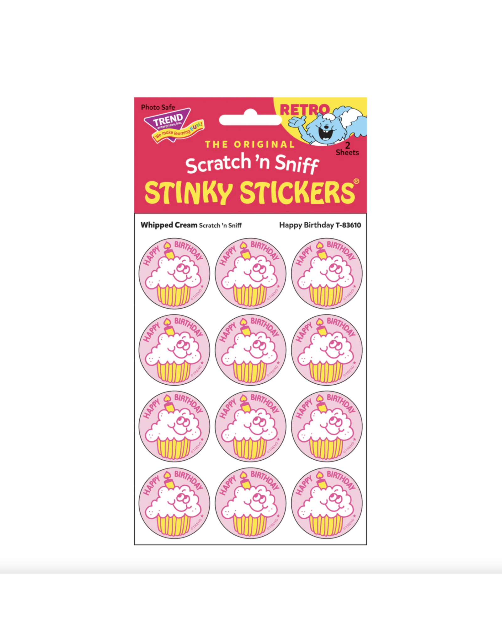 Trend Enterprise Happy Birthday - Whipped Cream Scent Retro Scratch 'n Sniff Stinky Stickers