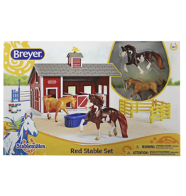 Breyer Stablemates Red Stable Playset with Two Horses