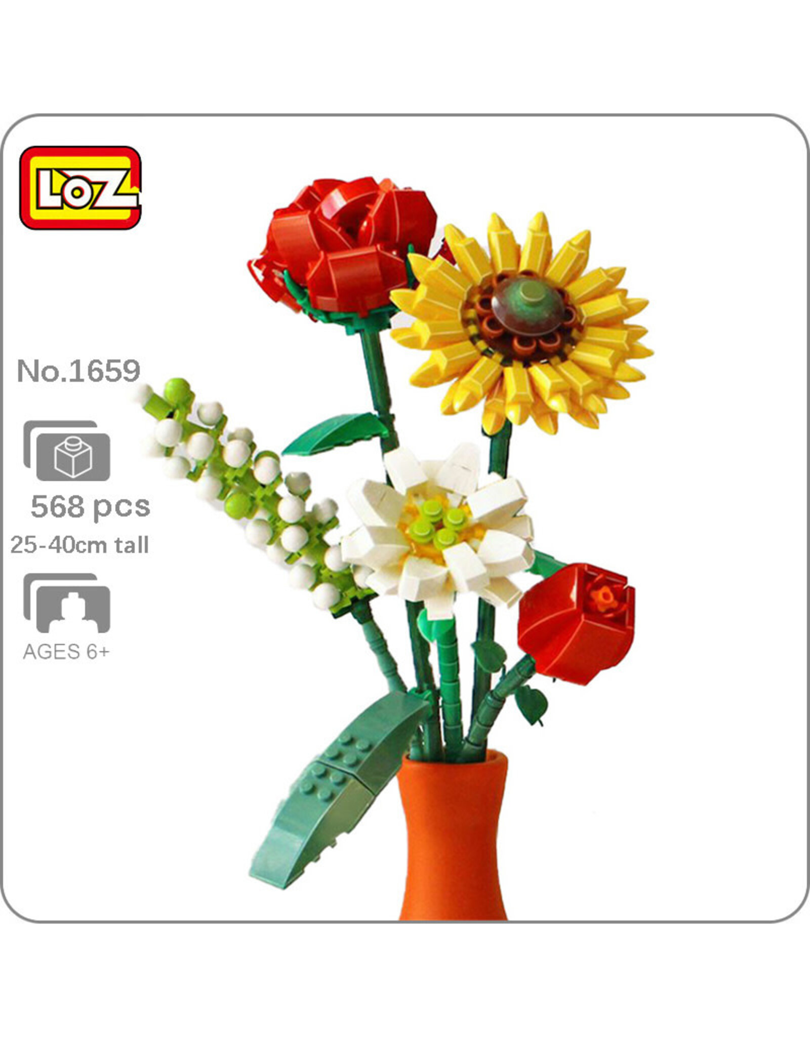 LOZ Sunflower Rose Saffron Hypericum Flower Mini Block Set